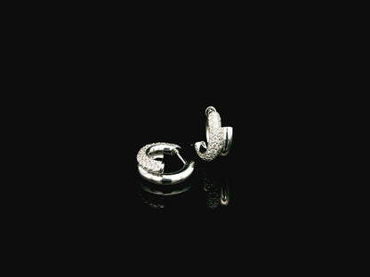 Diamond double row huggie earrings in 18K white gold Emirates Diamonds