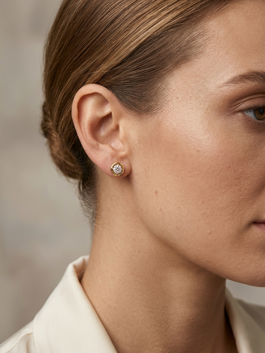 Diamond cluster stud earrings in 18K rose gold Emirates Diamonds