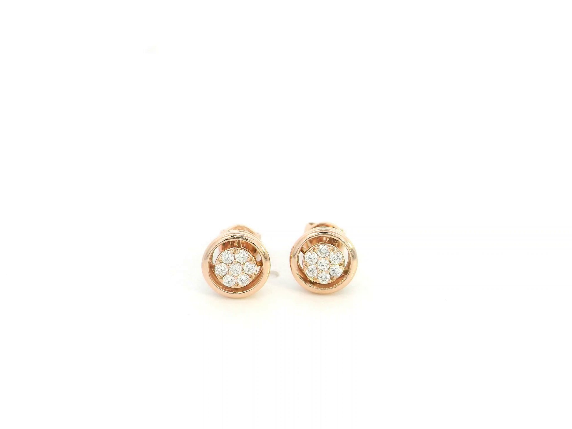 Diamond cluster stud earrings in 18K rose gold Emirates Diamonds