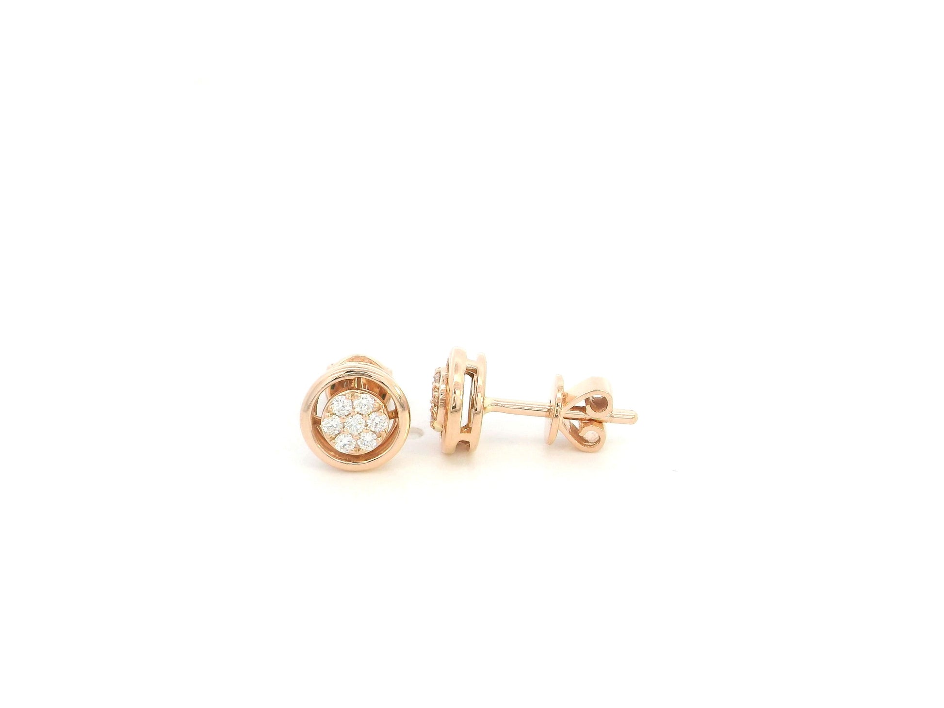 Diamond cluster stud earrings in 18K rose gold Emirates Diamonds