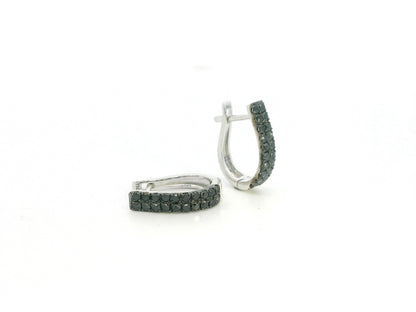 Black diamond hoop earrings in 18K white gold pavé design
