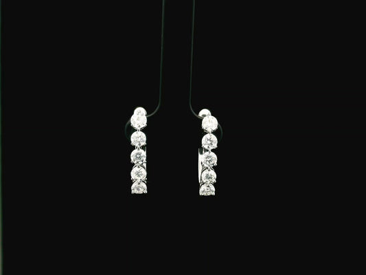 18K white gold diamond hoop earrings with 2.11 carat round natural diamonds