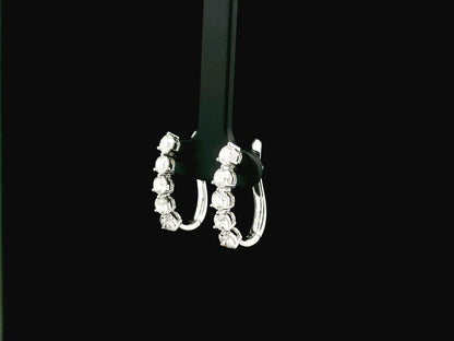 18K white gold diamond hoop earrings with 2.11 carat round natural diamonds