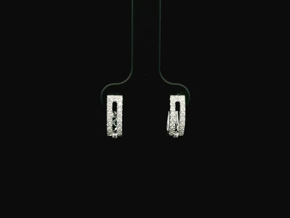 Double row  diamond hoop earrings in 18K white gold with pavé-set natural diamonds.