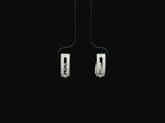 Double row  diamond hoop earrings in 18K white gold with pavé-set natural diamonds.