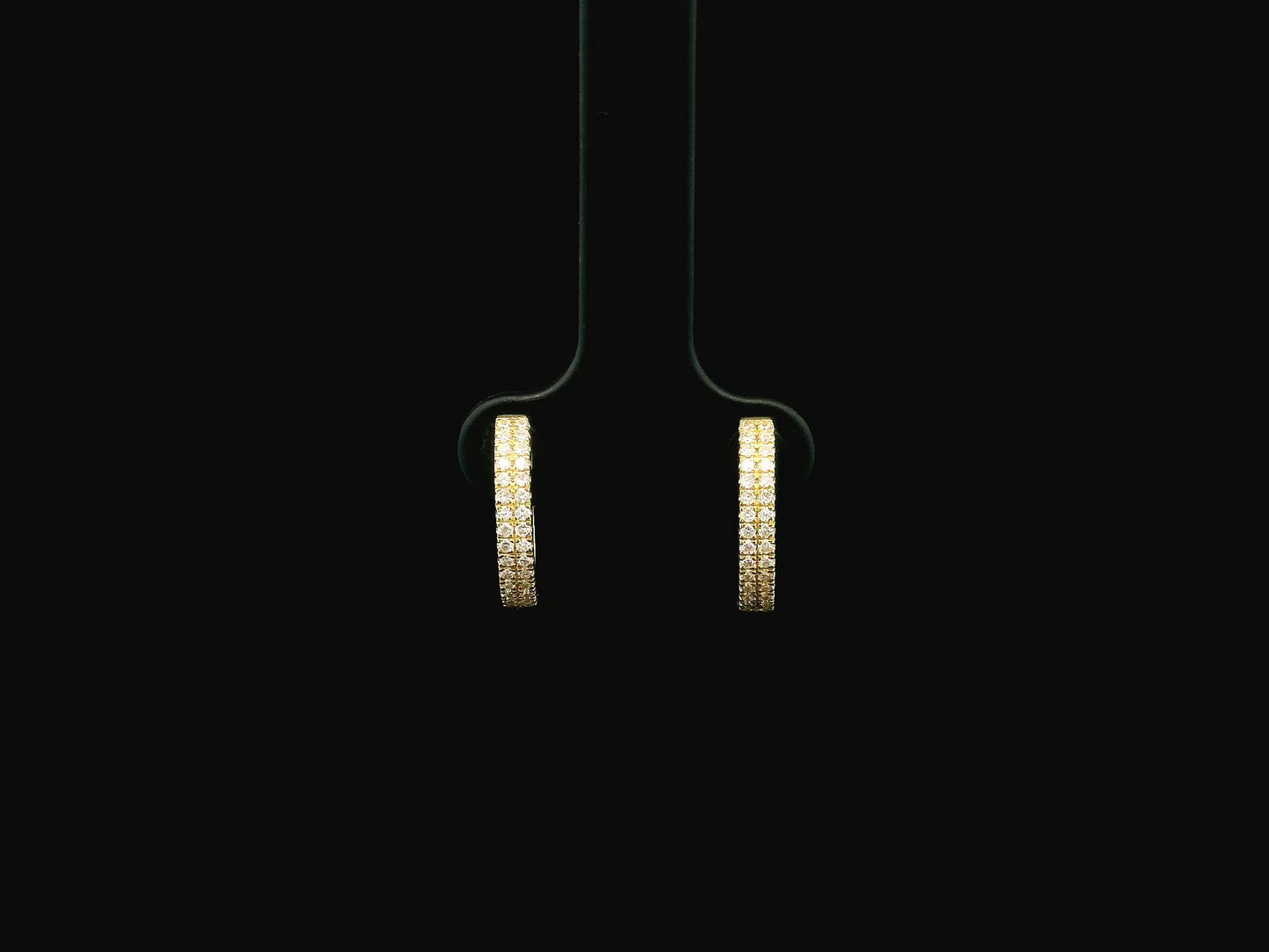 Diamond huggie hoop earrings in 18K yellow gold with 0.30 carat pavé natural diamonds