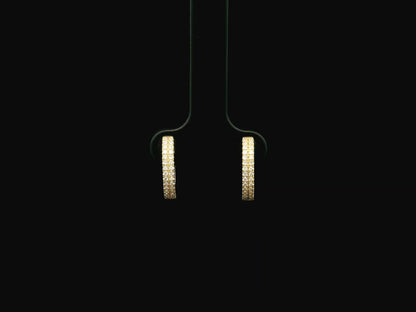 Diamond huggie hoop earrings in 18K yellow gold with 0.30 carat pavé natural diamonds