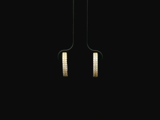 Diamond huggie hoop earrings in 18K yellow gold with 0.30 carat pavé natural diamonds