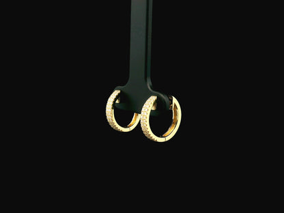 Diamond huggie hoop earrings in 18K yellow gold with 0.30 carat pavé natural diamonds