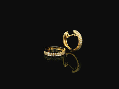 Diamond huggie hoop earrings in 18K yellow gold with 0.30 carat pavé natural diamonds