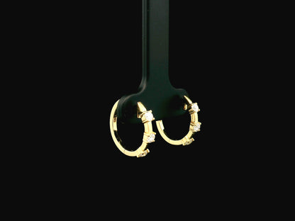 18K yellow gold diamond hoop earrings with round brilliant diamonds totaling 0.36 carat
