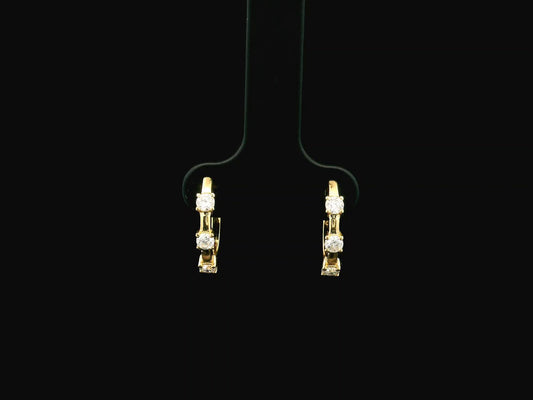18K yellow gold diamond hoop earrings with round brilliant diamonds totaling 0.36 carat