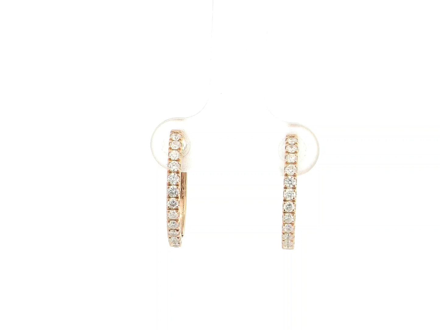 18K rose gold diamond hoop earrings featuring 0.48 carat natural diamonds in a classic elegant hoop design.