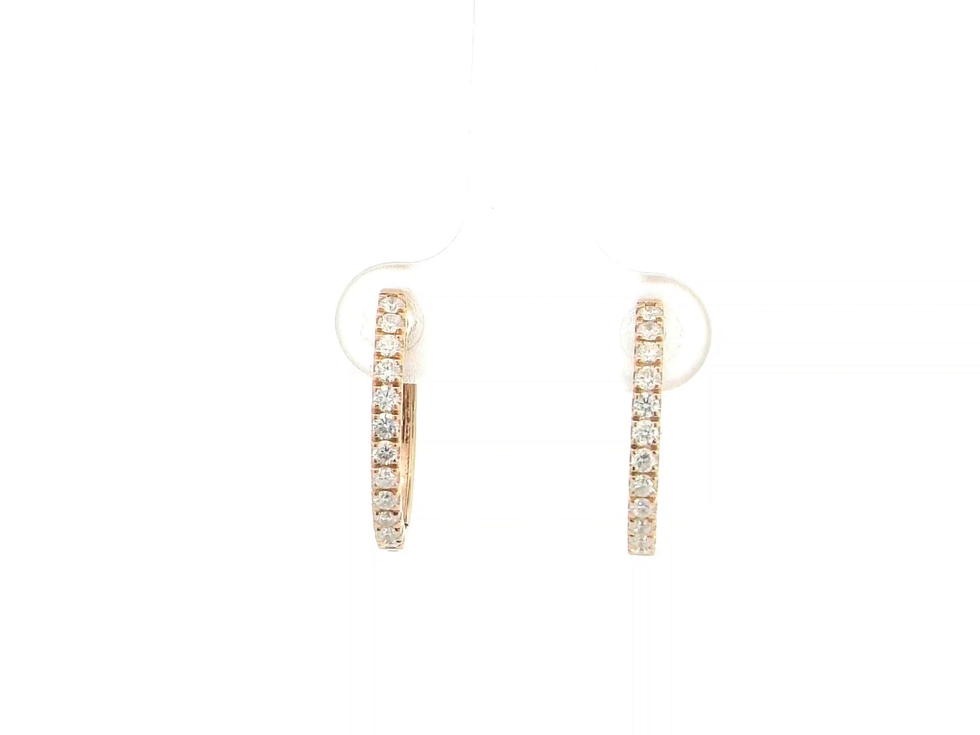 18K rose gold diamond hoop earrings featuring 0.48 carat natural diamonds in a classic elegant hoop design.