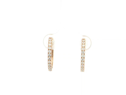 18K rose gold diamond hoop earrings featuring 0.48 carat natural diamonds in a classic elegant hoop design.