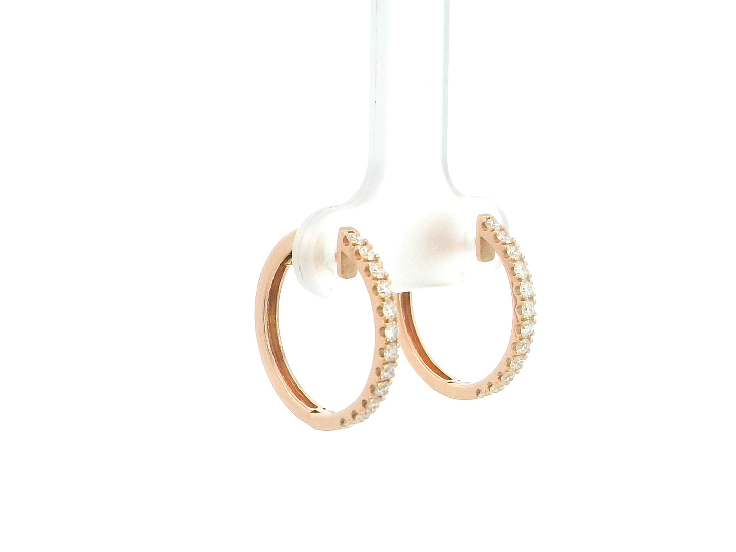 18K rose gold diamond hoop earrings featuring 0.48 carat natural diamonds in a classic elegant hoop design.