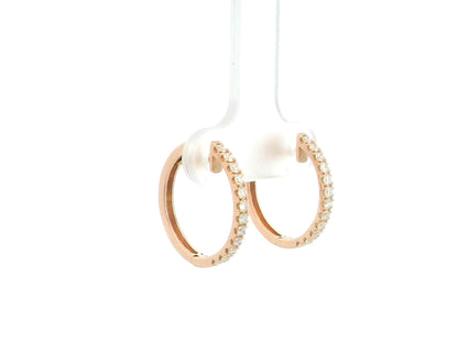 18K rose gold diamond hoop earrings featuring 0.48 carat natural diamonds in a classic elegant hoop design.