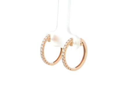 18K rose gold diamond hoop earrings featuring 0.48 carat natural diamonds in a classic elegant hoop design.