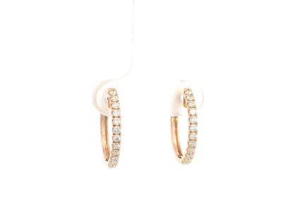 18K rose gold diamond hoop earrings featuring 0.48 carat natural diamonds in a classic elegant hoop design.