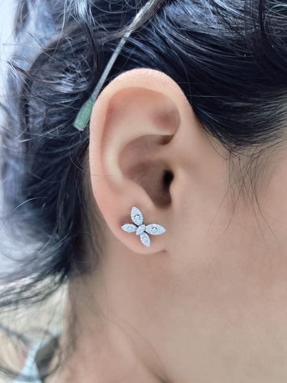 Diamond Butterfly Earrings in 18K White Gold | Natural Diamond Stud Earrings