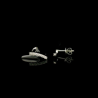 18K White Gold Diamond Curve Stud Earrings with 0.22 Carat Natural Diamonds