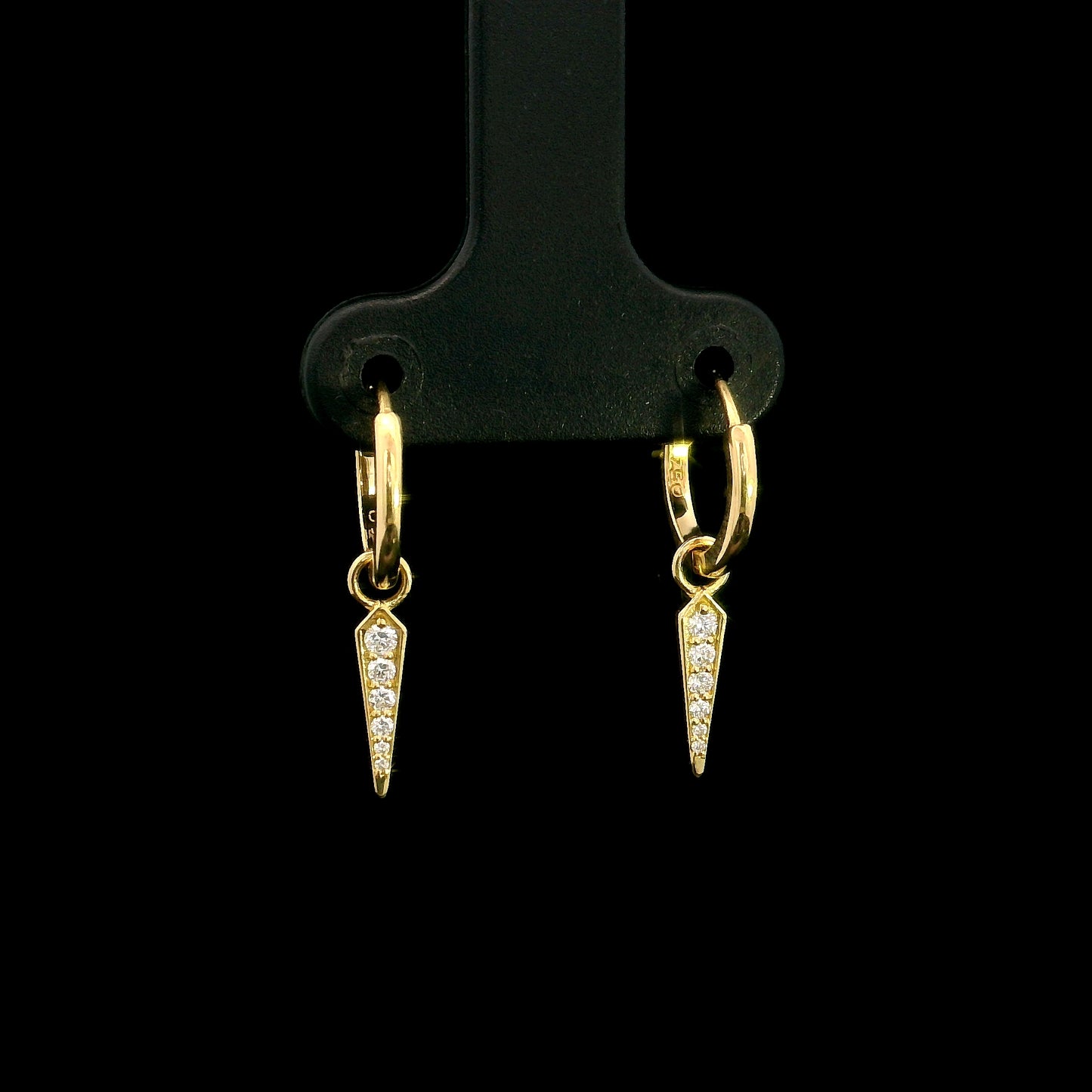 18K yellow gold convertible diamond hoop earrings with removable pavé diamond spike charms, natural diamonds, minimalist luxury fine jewellery by Emirates Diamonds.