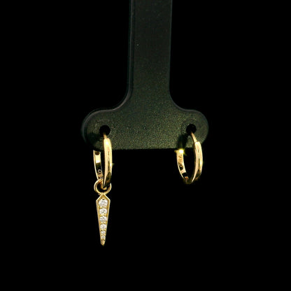 18K yellow gold convertible diamond hoop earrings with removable pavé diamond spike charms, natural diamonds, minimalist luxury fine jewellery by Emirates Diamonds.