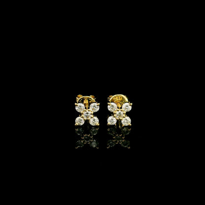 18K Yellow Gold Diamond Stud Earrings featuring a five round brilliant diamond cluster with a total diamond weight of 0.32 carat.