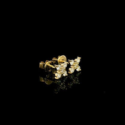 18K Yellow Gold Diamond Stud Earrings featuring a five round brilliant diamond cluster with a total diamond weight of 0.32 carat.