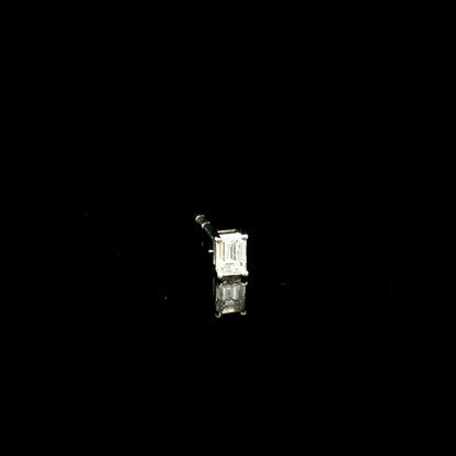 Emerald cut diamond single stud earring in 18K white gold with 0.25 carat natural diamond