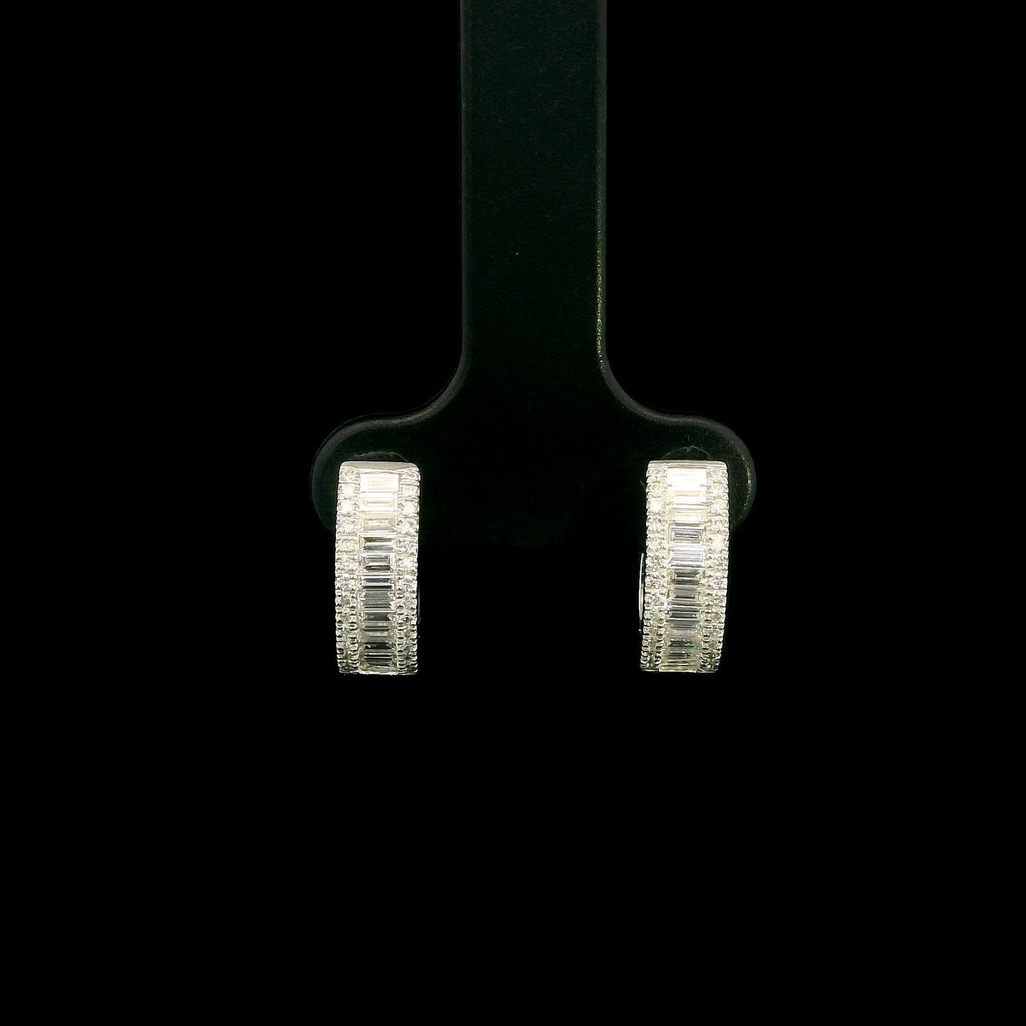 Baguette Diamond Hoop Earrings in 18K White Gold | Emirates Diamonds