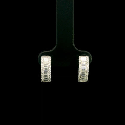 Baguette Diamond Hoop Earrings in 18K White Gold | Emirates Diamonds
