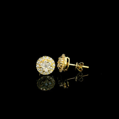 Round diamond cluster stud earrings in 18K yellow gold