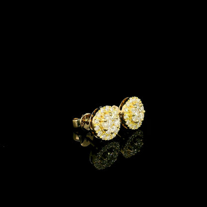 Round diamond cluster stud earrings in 18K yellow gold