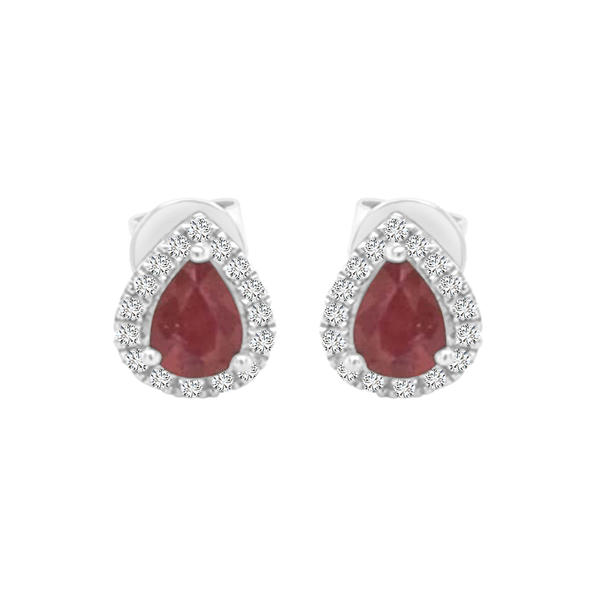 Ruby And Diamond Stud earrings In 18k White Gold.