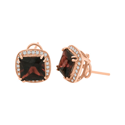 Garnet And Diamond Earrings In 18k Rose Gold