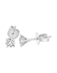 Solitaire Stud Diamond Earrings Crafted In 18K White Gold