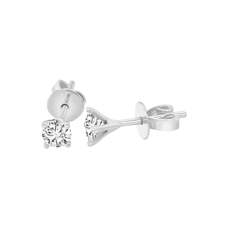 Solitaire Stud Diamond Earrings Crafted In 18K White Gold