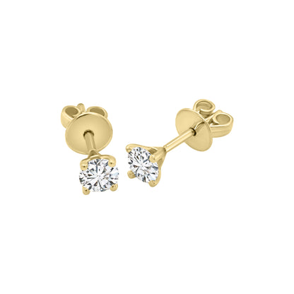 Solitaire Stud Diamond Earring Crafted In 18K Yellow Gold