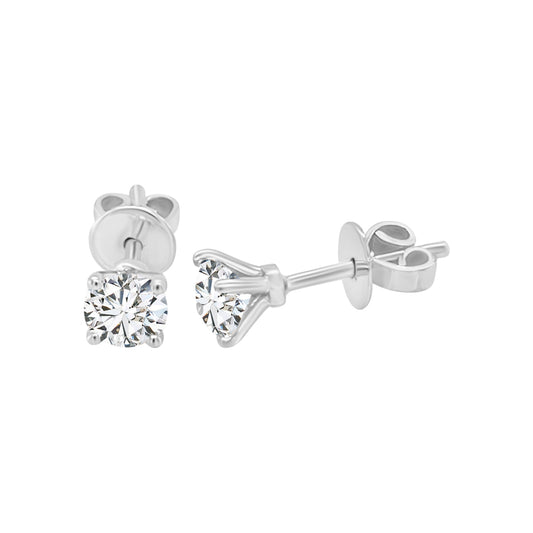Solitaire Stud Earrings 0.81CT Diamonds Crafted In 18K White Gold