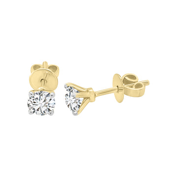 Diamond Stud Earrings Crafted In 18K Yellow Gold