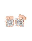 Cluster Diamond Stud Earrings Crafted In 18K Rose Gold