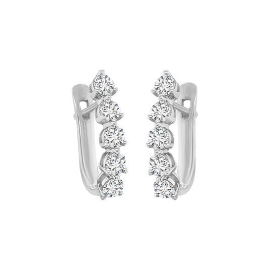 Diamond Clip Earring Crafted In 18K White Gold