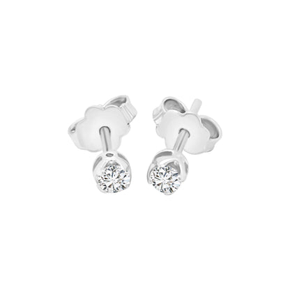 Single Solitaire Stud Diamond Earring Crafted In 18K White Gold