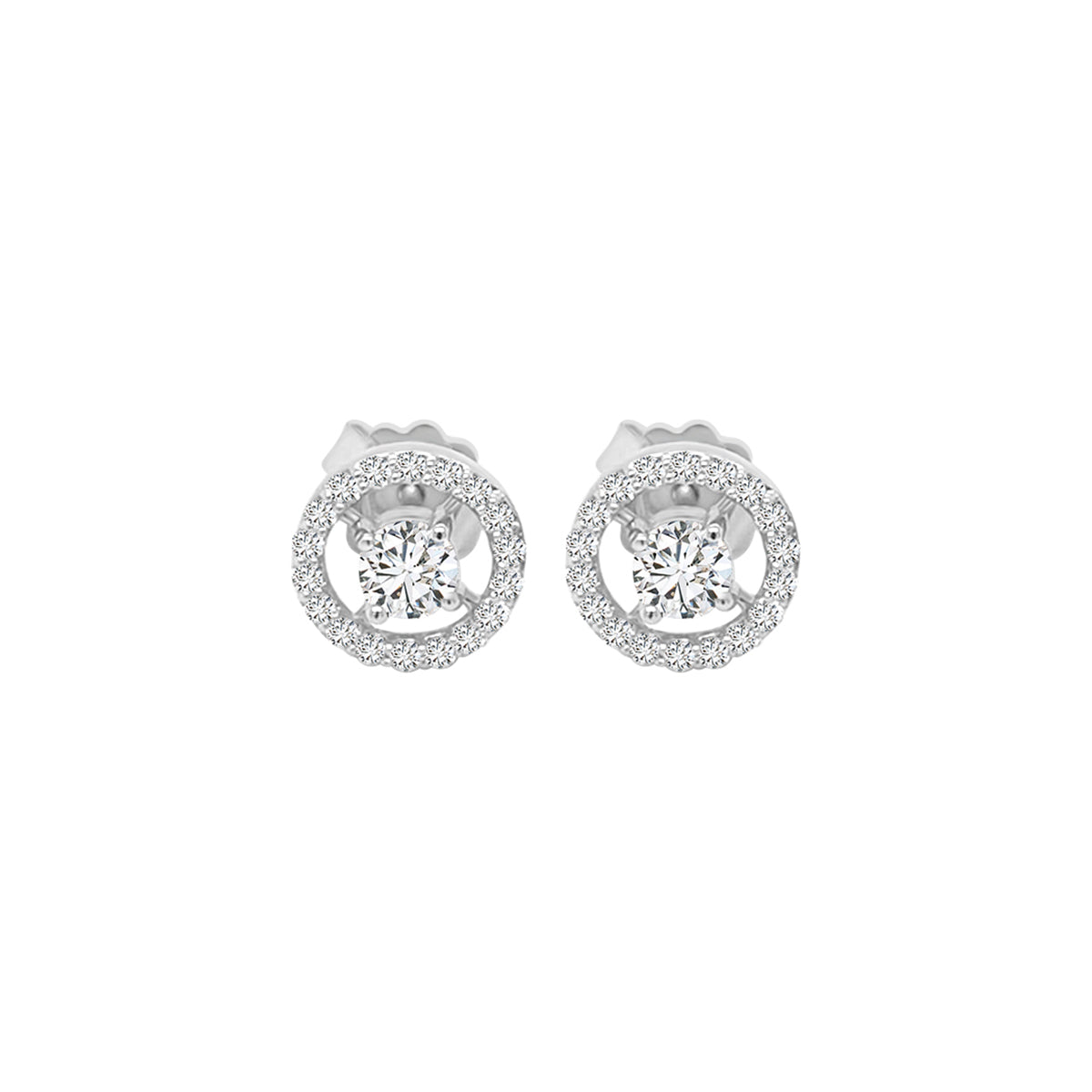 Halo Diamond Stud Earring Crafted In 18K White Gold