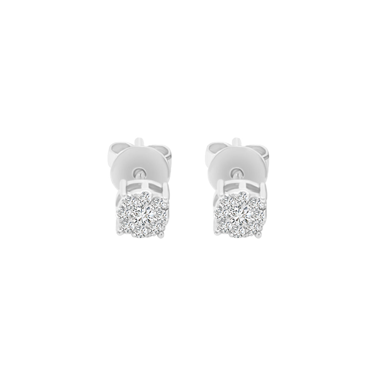 Cluster Diamond Stud Earring Crafted In 18K White Gold