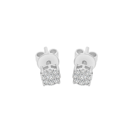 Cluster Diamond Earring Crafted In 18K White Gold