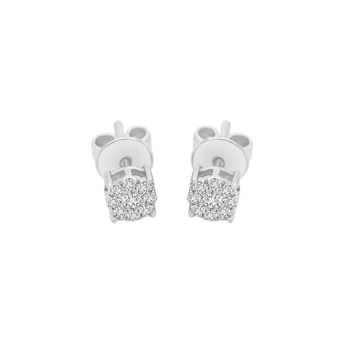 Cluster Diamond Earring Crafted In 18K White Gold