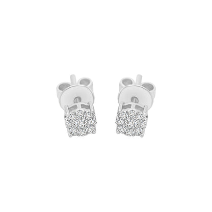 Cluster Diamond Earring Crafted In 18K White Gold