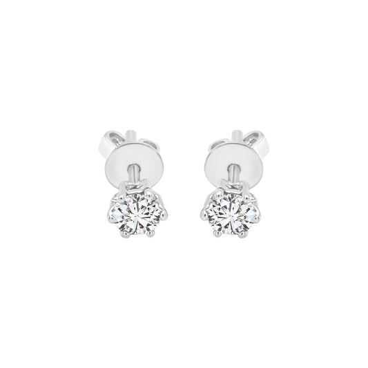 Solitaire Diamond Stud Earring Crafted In 18K White Gold